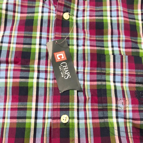 NWT- Chaps Men’s L/S Plaid Collared Button Down- L - Picture 4 of 11